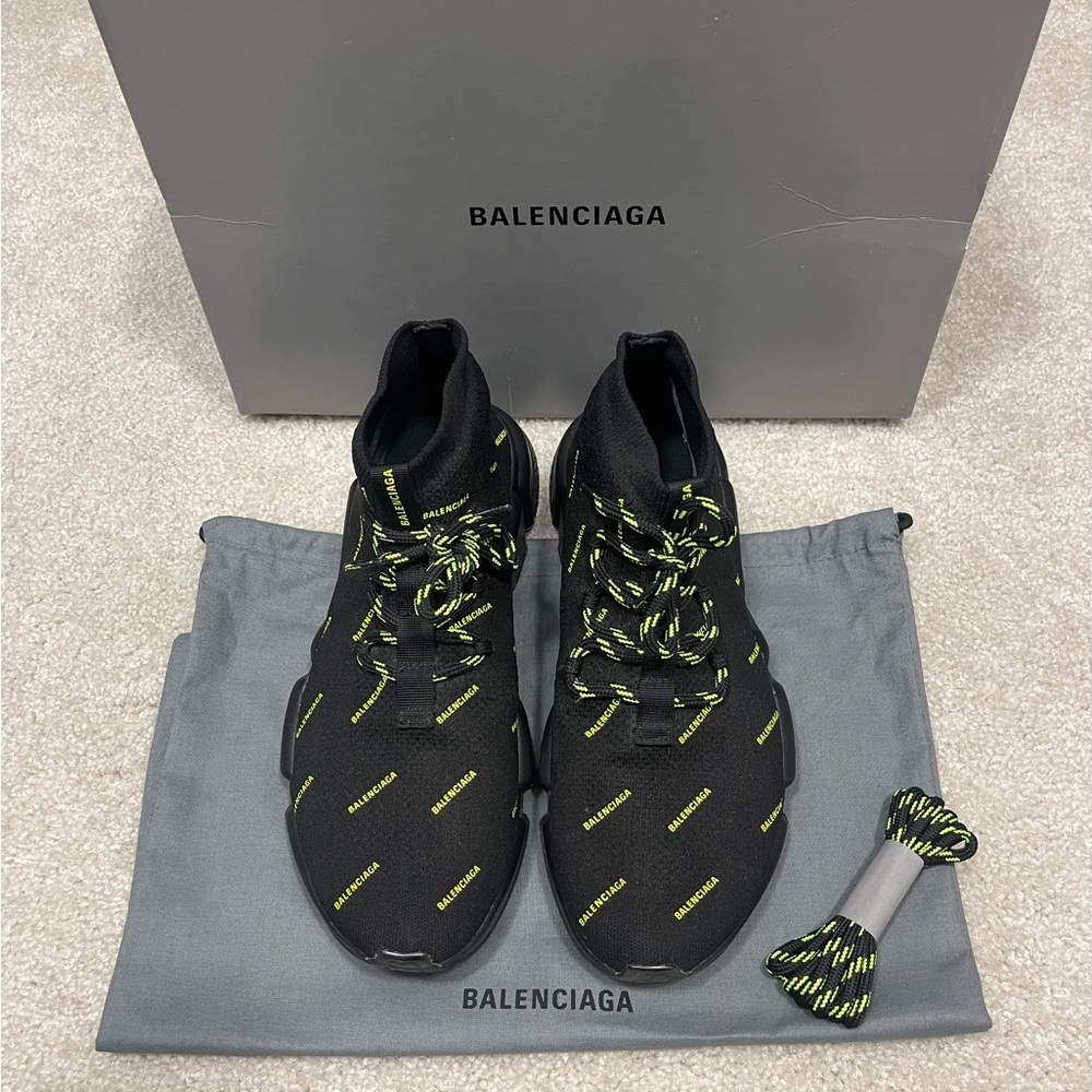 BALENCIAGA MENS BLACK KNIT LACE UP SNEAKER SIZE 8 US 41 EUR